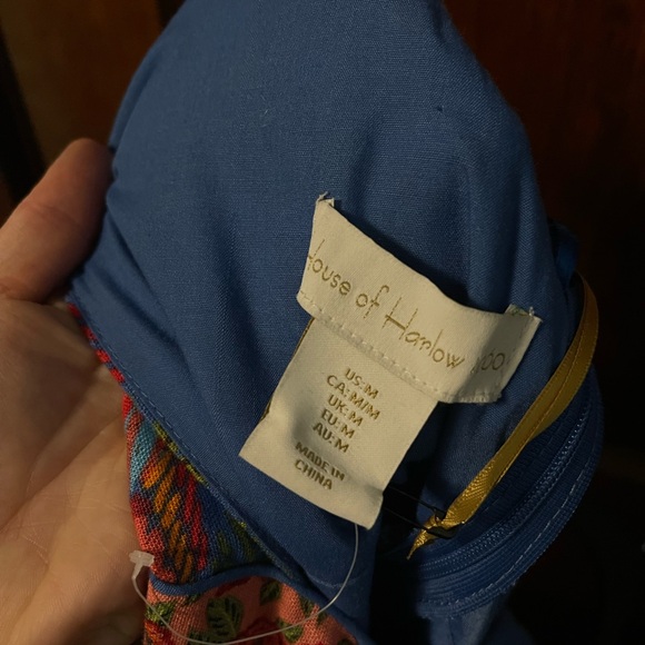 NWT House of Harlow Linen Blend Macaw Print dress - Picture 6 of 6